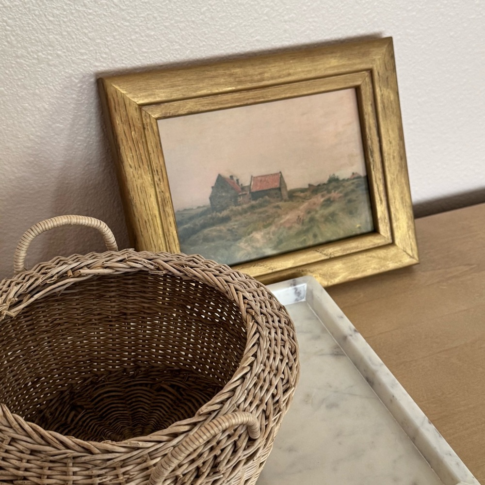 Rustic Farmhouse Painting with Gold Frame